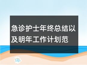 急诊护士年终总结以及明年工作计划范文