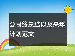 公司终总结以及来年计划范文