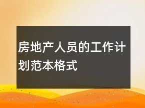 房地产人员的工作计划范本格式