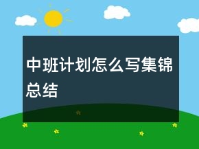 中班计划怎么写集锦总结