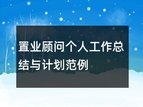 置业顾问个人工作总结与计划范例