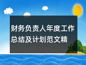 财务负责人年度工作总结及计划范文精选