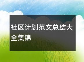社区计划范文总结大全集锦