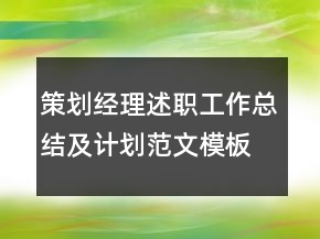 策划经理述职工作总结及计划范文模板