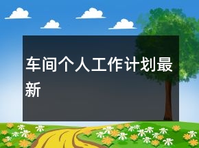 车间个人工作计划最新