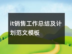 it销售工作总结及计划范文模板