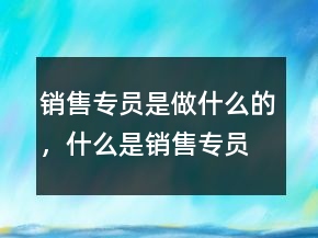 销售专员是做什么的，什么是销售专员