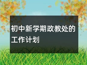 初中新学期政教处的工作计划