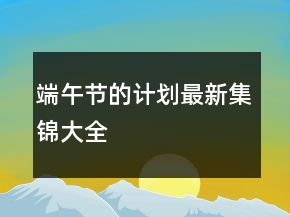 端午节的计划最新集锦大全