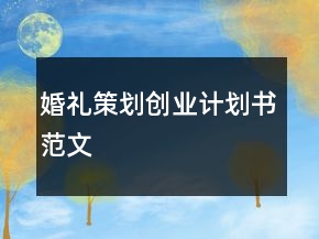 婚礼策划创业计划书范文