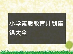 小学素质教育计划集锦大全