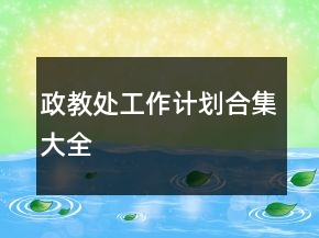 政教处工作计划合集大全