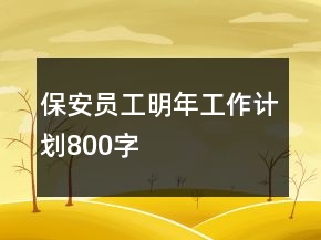 保安员工明年工作计划800字