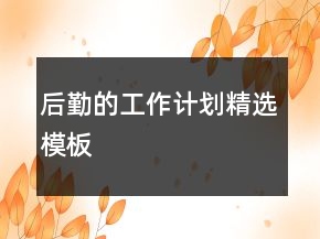 后勤的工作计划精选模板