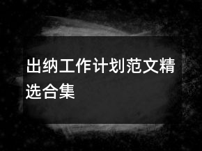 出纳工作计划范文精选合集