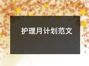 护理月计划范文