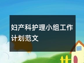 妇产科护理小组工作计划范文