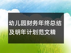 幼儿园财务年终总结及明年计划范文精选