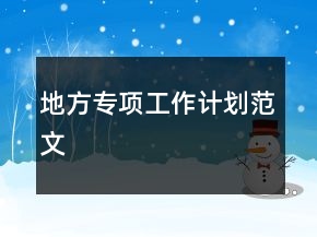 地方专项工作计划范文