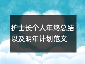 护士长个人年终总结以及明年计划范文