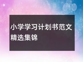 小学学习计划书范文精选集锦