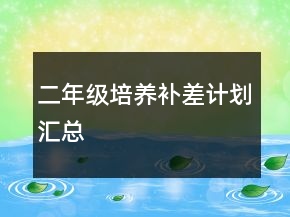 二年级培养补差计划汇总