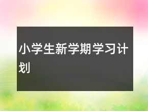 小学生新学期学习计划