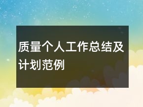 质量个人工作总结及计划范例