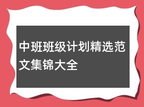 中班班级计划精选范文集锦大全