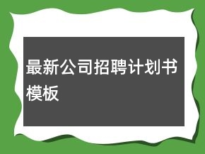 最新公司招聘计划书模板
