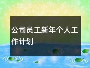 公司员工新年个人工作计划