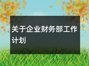 关于企业财务部工作计划
