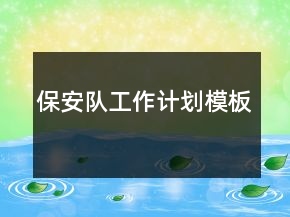 保安队工作计划模板