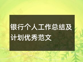 银行个人工作总结及计划优秀范文