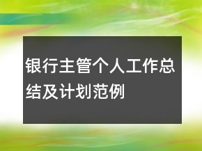 银行主管个人工作总结及计划范例