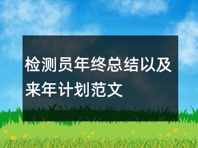 检测员年终总结以及来年计划范文