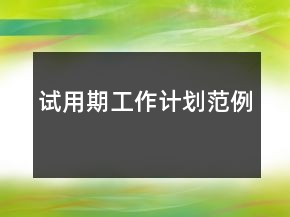 试用期工作计划范例