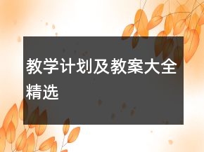 教学计划及教案大全精选