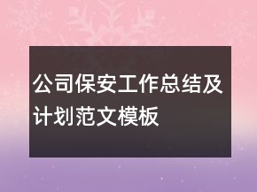 公司保安工作总结及计划范文模板