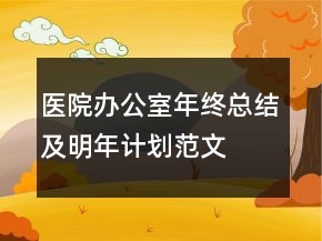 医院办公室年终总结及明年计划范文