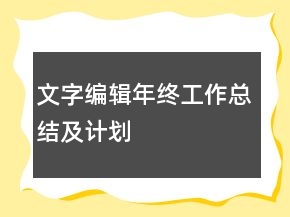 文字编辑年终工作总结及计划