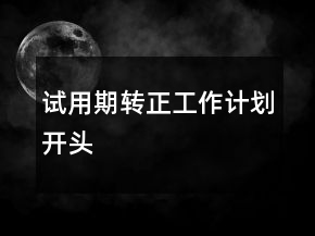 试用期转正工作计划开头