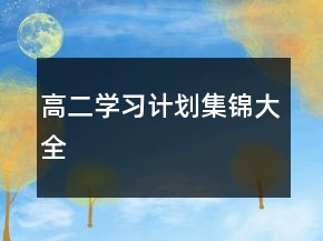 高二学习计划集锦大全