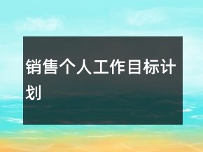 销售个人工作目标计划