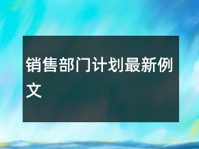 销售部门计划最新例文