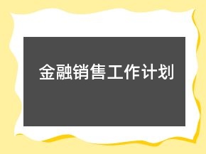 金融销售工作计划