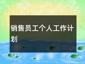 销售员工个人工作计划