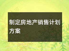 制定房地产销售计划方案
