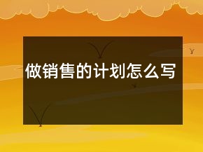 做销售的计划怎么写