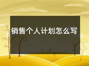 销售个人计划怎么写
